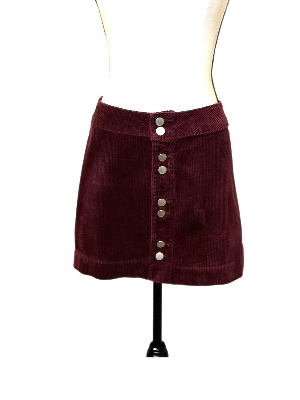Abercrombie & Fitch Size 2Burgundy Corduroy Button-Front Mini Skirt